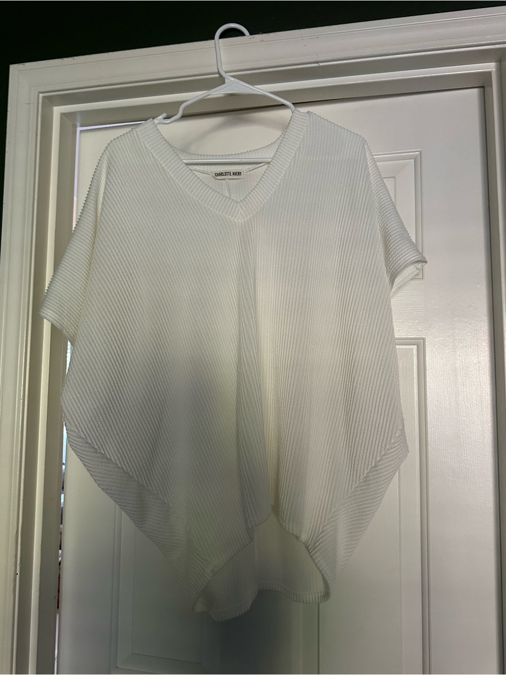 Charlotte Russe Ivory V-Neck Ribbed Poncho Sweater